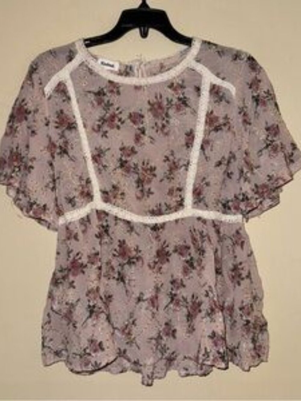 Anthropologie Kindred Embroidered Peasant Boho Purple Floral Top, Size S